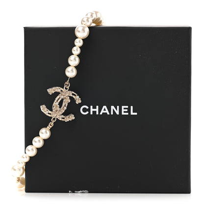 Chanel Pearl Crystal CC Camellia Short Necklace Gold 7 of 7