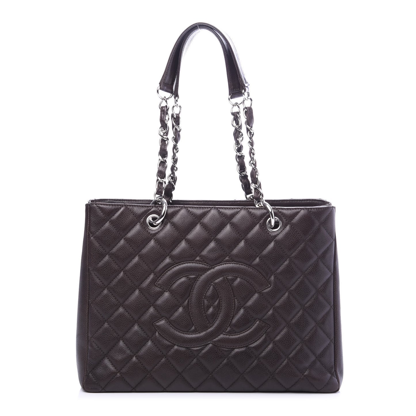 Caviar Quilted Grand Shopping Tote GST Dark Brown