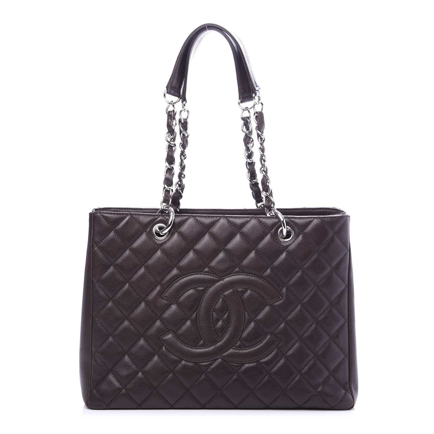 Chanel Caviar Quilted Grand Shopping Tote GST Dark Brown 1 of 10