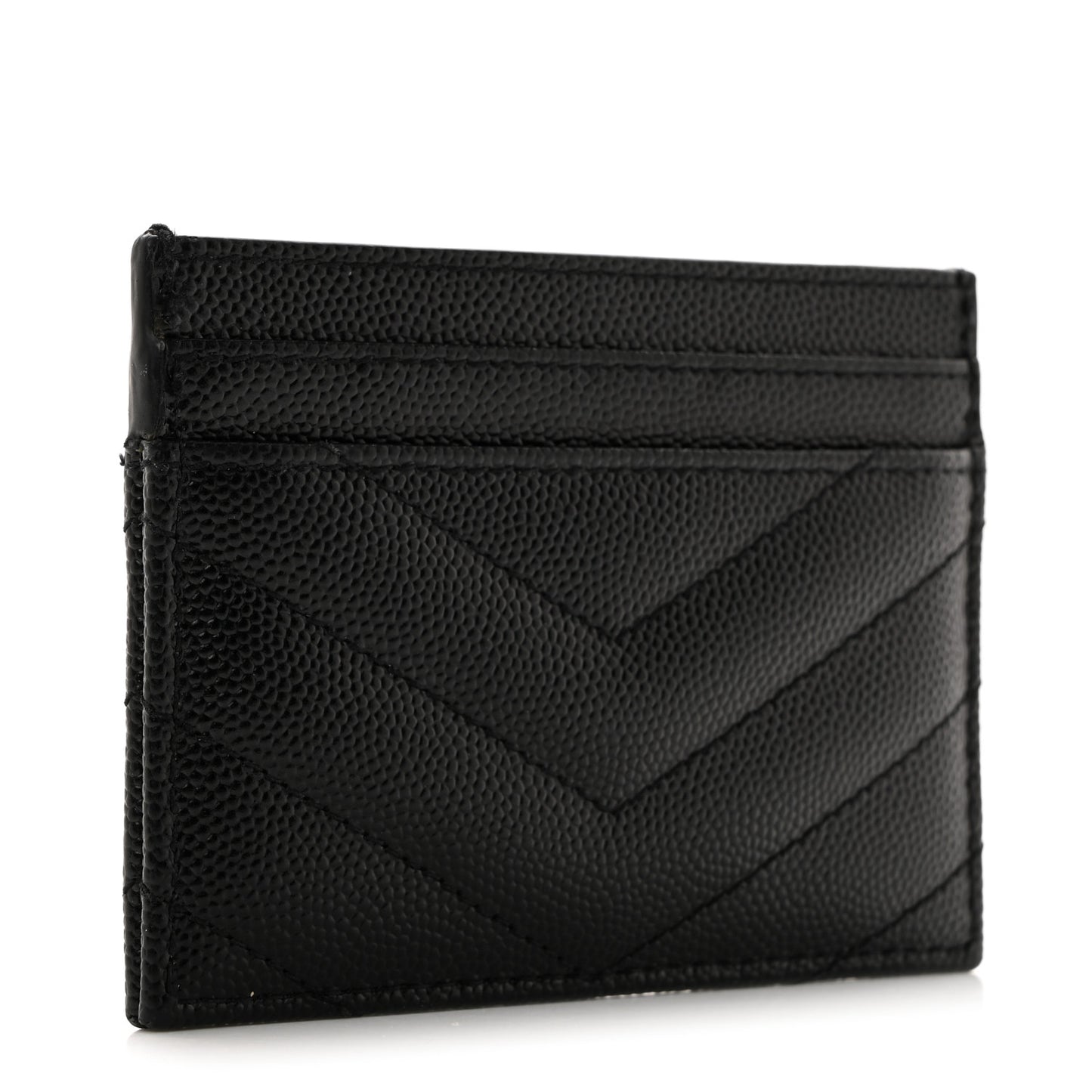 Grain De Poudre Matelasse Chevron Monogram Credit Card Case Black