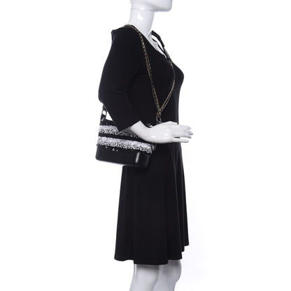 Chanel Sequin Calfskin Small Gabrielle Hobo Black White 2 of 9