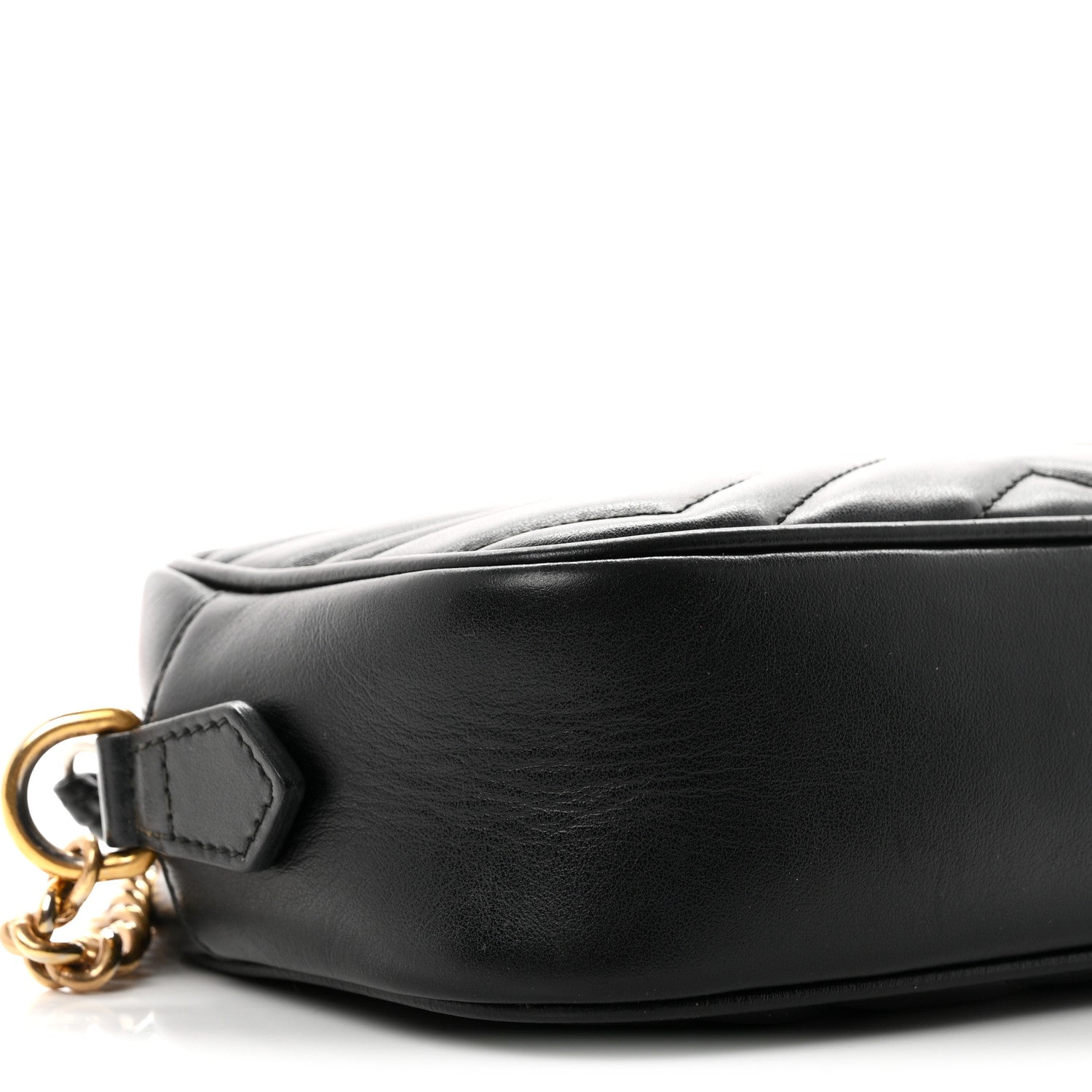 Gucci Calfskin Matelasse Mini GG Marmont Chain Shoulder Bag Black 9 of 10