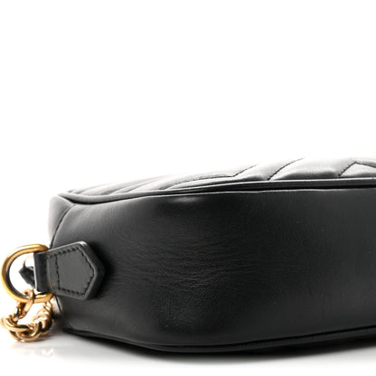 Gucci Calfskin Matelasse Mini GG Marmont Chain Shoulder Bag Black 9 of 10