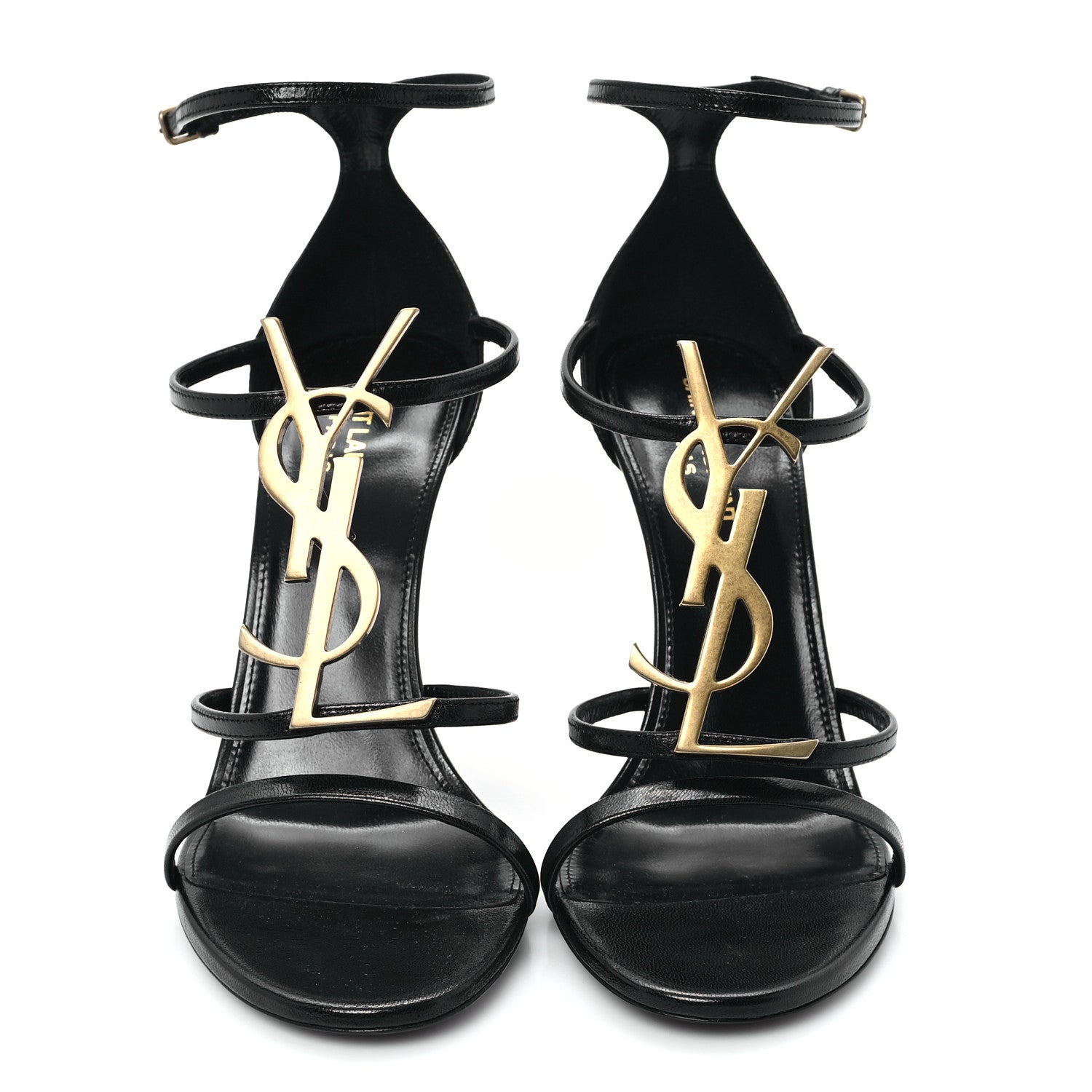 Saint Laurent Calfskin Cassandra 100 Ankle Strap Sandals 39 Black 3 of 10
