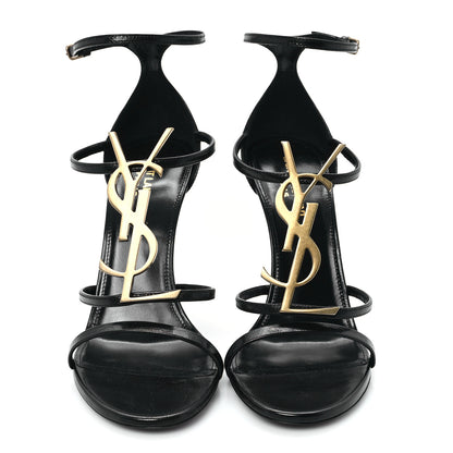 Saint Laurent Calfskin Cassandra 100 Ankle Strap Sandals 39 Black 3 of 10