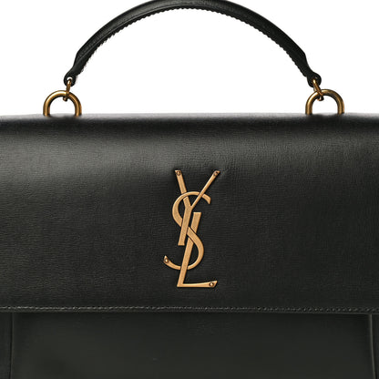 Saint Laurent Smooth Calfskin Medium Monogram Sunset Satchel Black 7 of 11