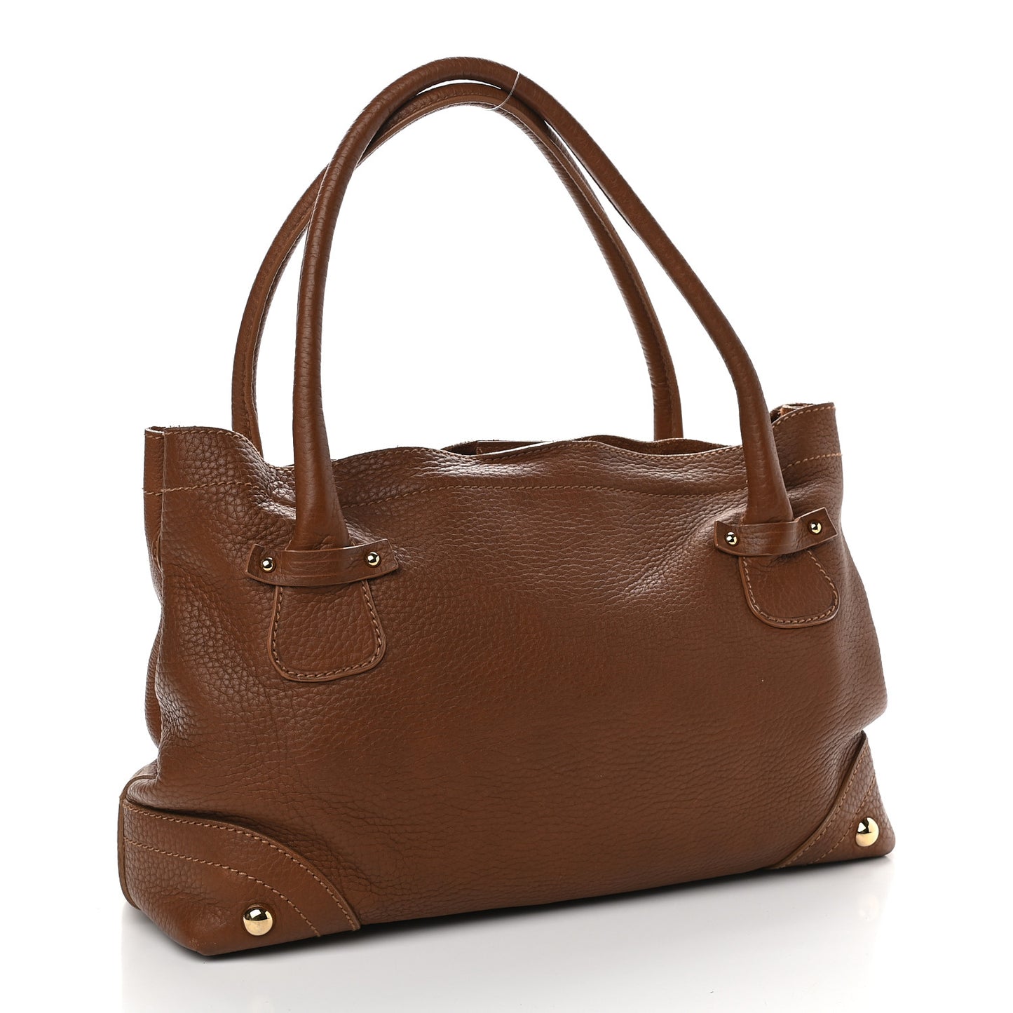 Grained Calfskin D Ring Shoulder Bag Brown