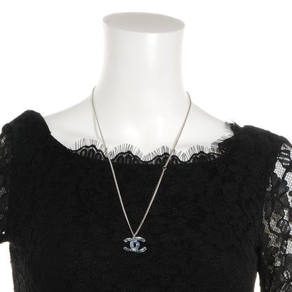 Chanel Crystal Baguette CC Necklace Blue 2 of 4