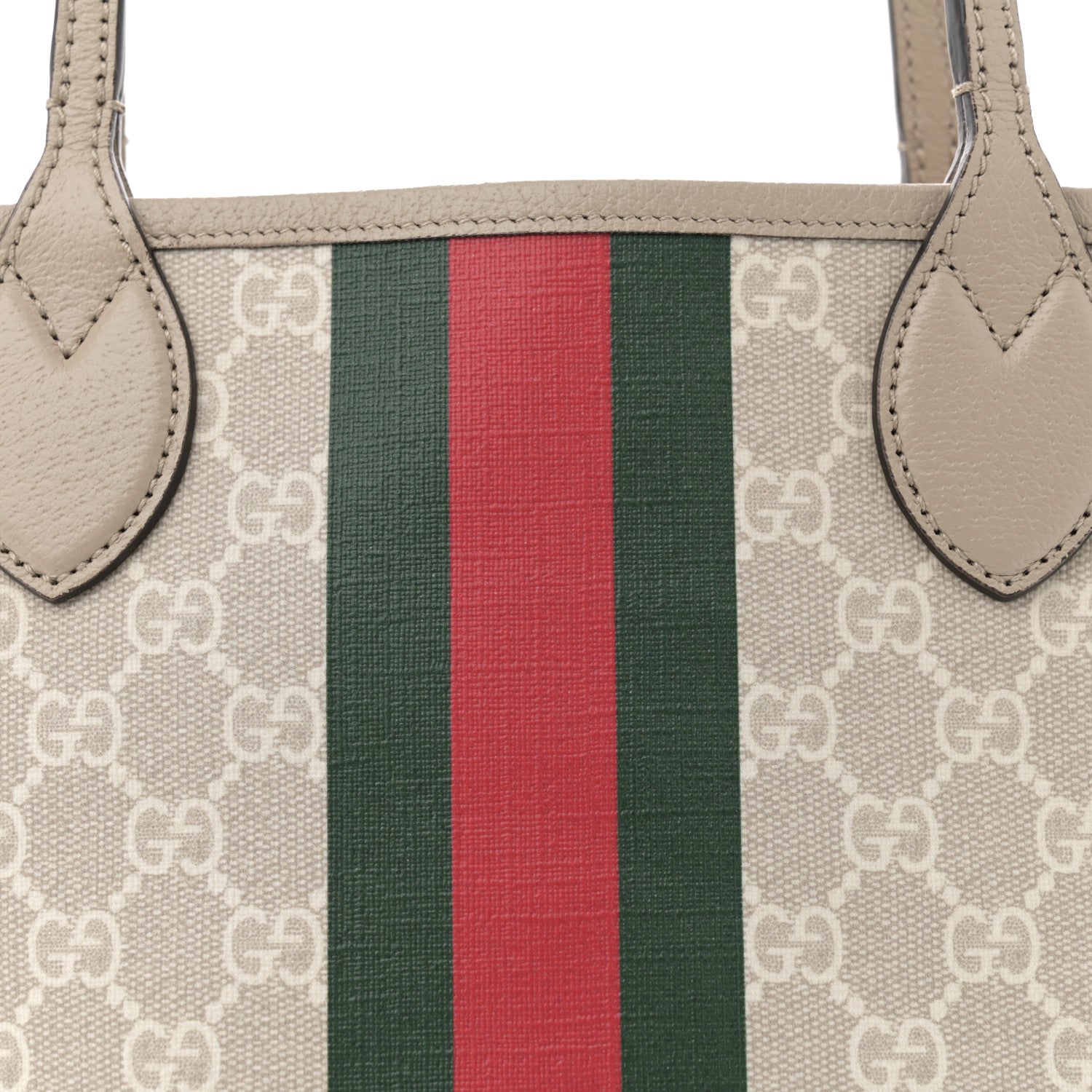 Gucci GG Supreme Monogram Textured Dollar Calfskin Web Small Ophidia Tote Beige Mystic White Oatmeal 8 of 11