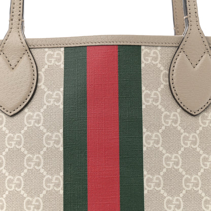 Gucci GG Supreme Monogram Textured Dollar Calfskin Web Small Ophidia Tote Beige Mystic White Oatmeal 8 of 11