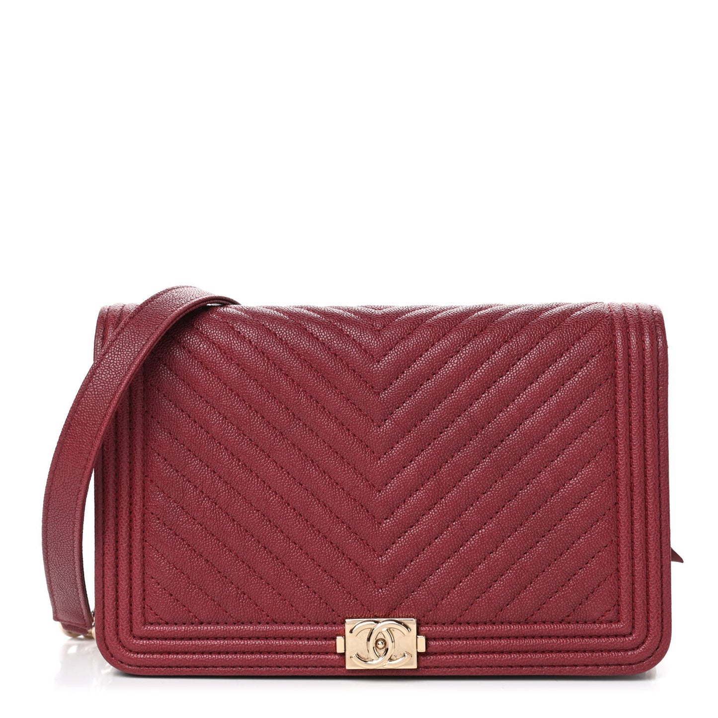 Caviar Chevron Boy Wallet On Chain WOC Dark Red