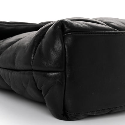 Saint Laurent Lambskin Quilted Monogram Monochrome Medium Loulou Puffer Chain Satchel Black 8 of 10
