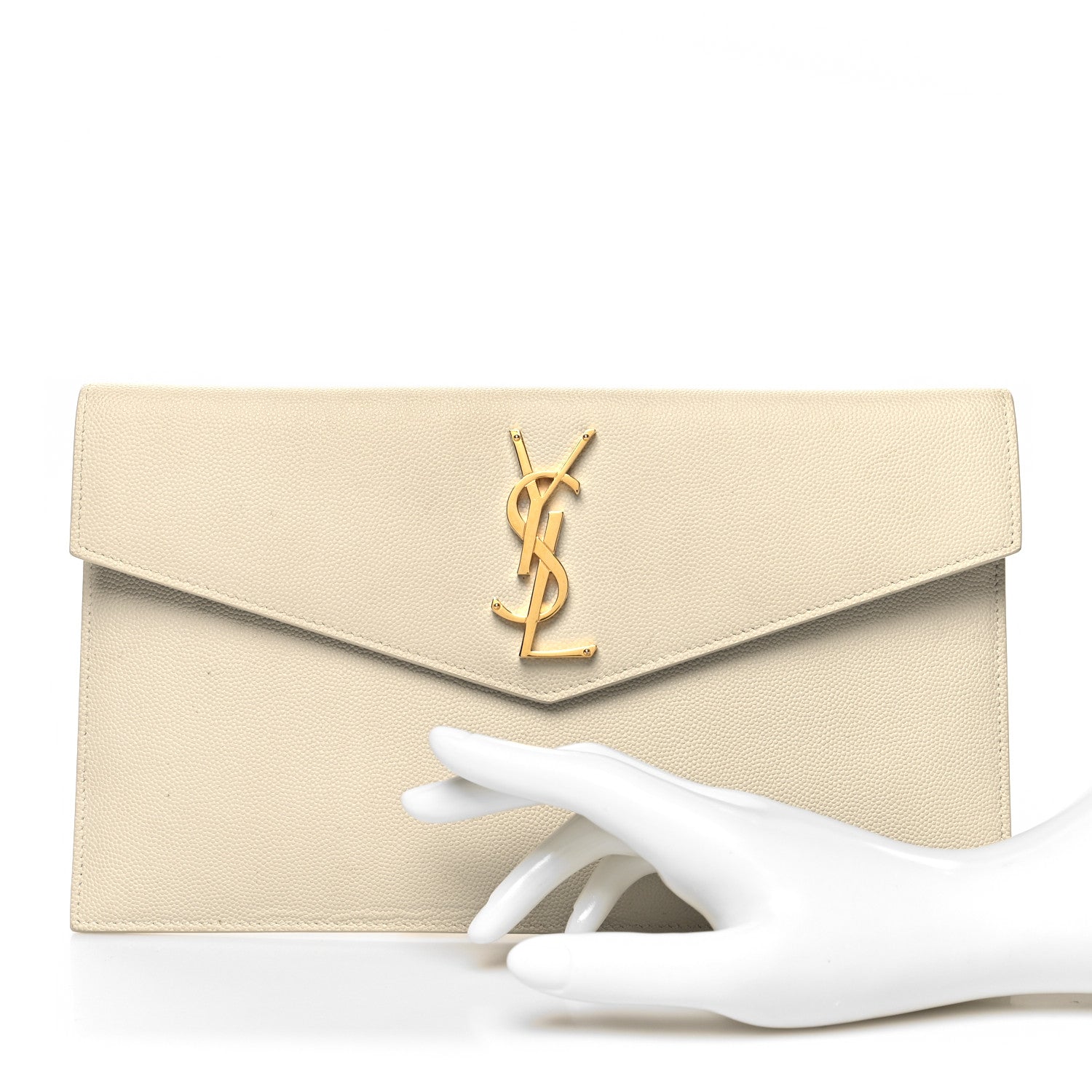 Saint Laurent Grain De Poudre Uptown Pouch Blanc Vintage 2 of 12