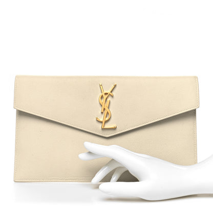 Saint Laurent Grain De Poudre Uptown Pouch Blanc Vintage 2 of 12