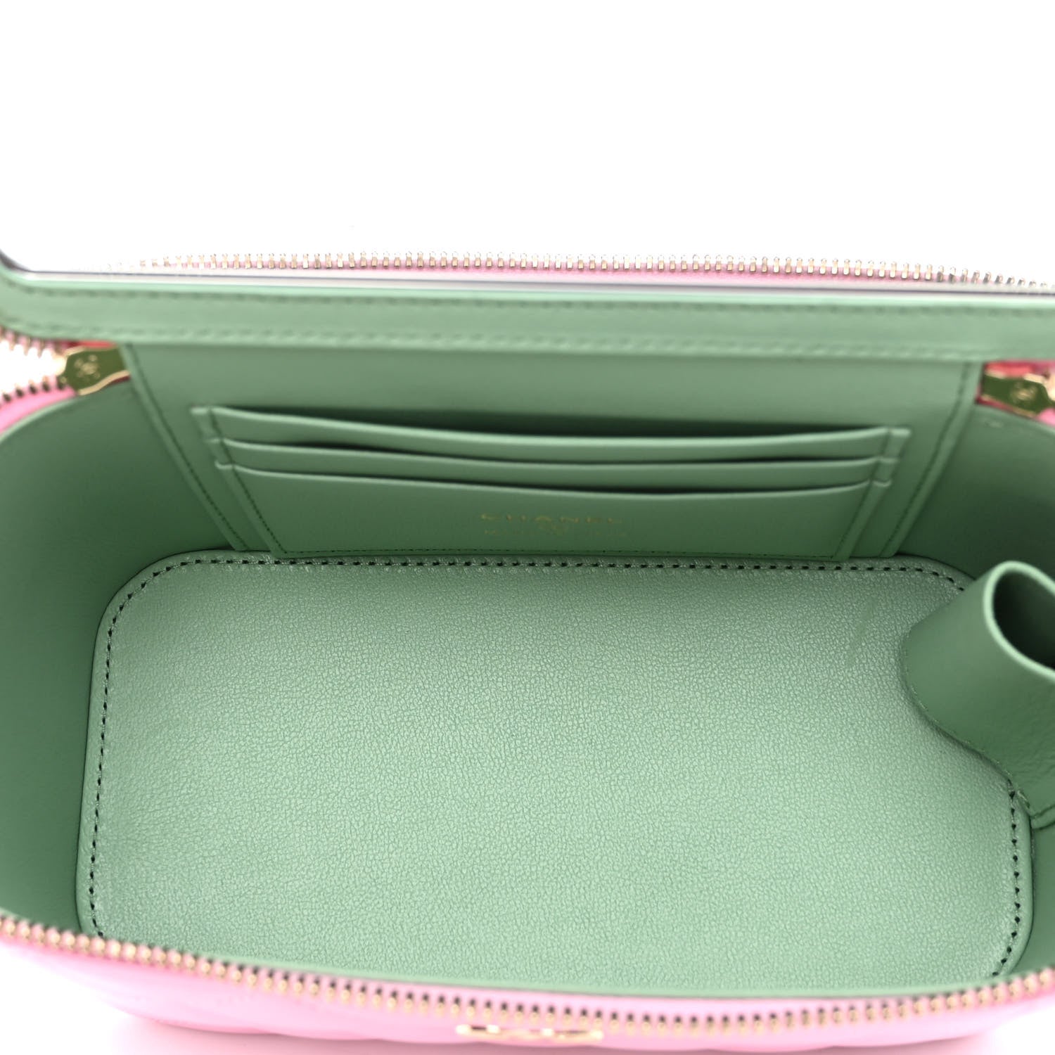 Chanel Lambskin Quilted Small Top Handle Vanity Case With Chain Lilac Light Green 5 of 10