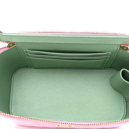 Chanel Lambskin Quilted Small Top Handle Vanity Case With Chain Lilac Light Green 5 of 10