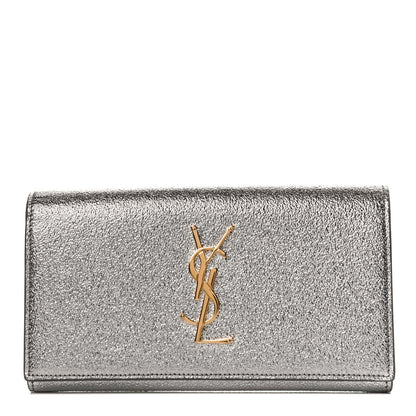 Saint Laurent Metallic Calfskin Classic Monogram Cassandre Wallet Silver 1 of 12