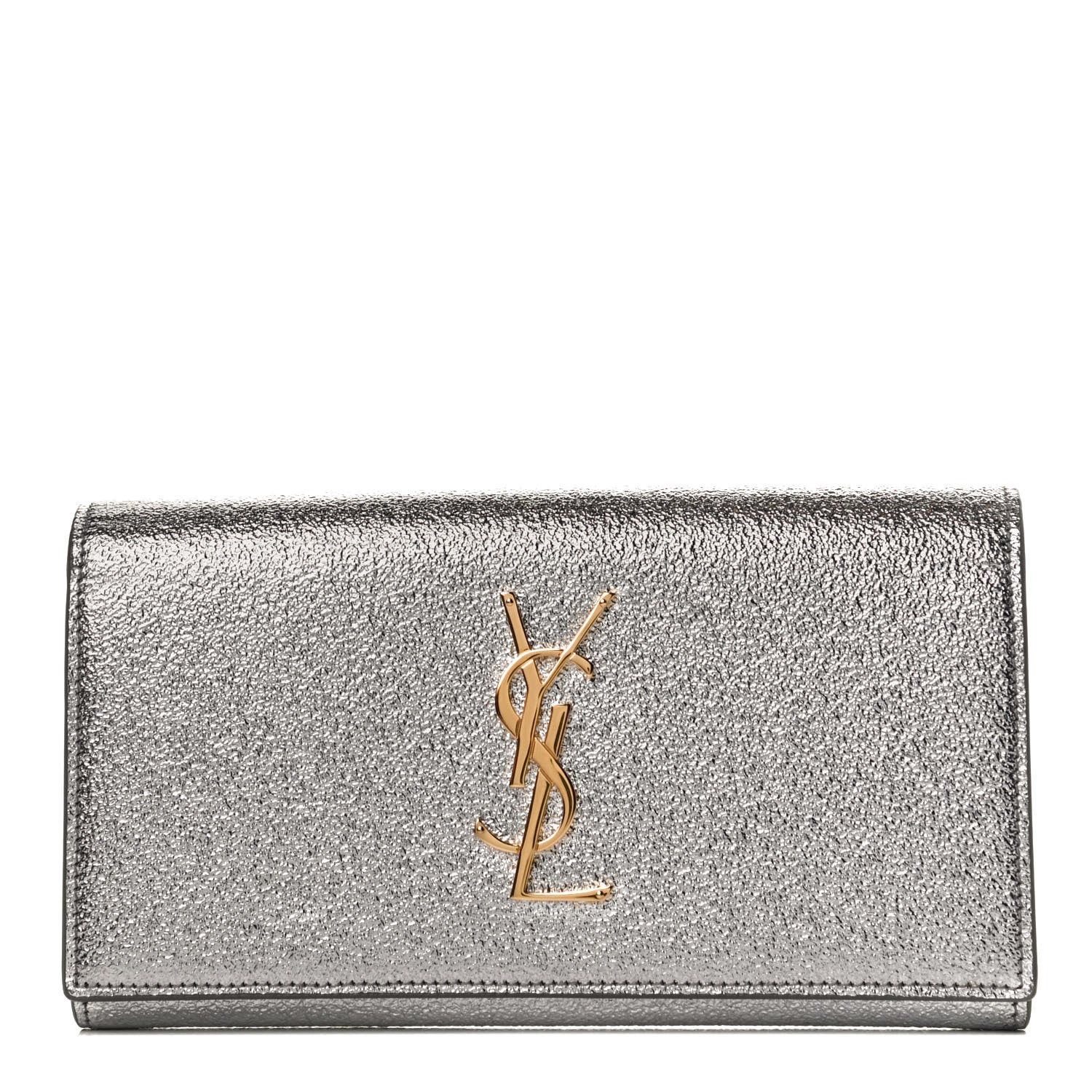 Saint Laurent Metallic Calfskin Classic Monogram Cassandre Wallet Silver 1 of 12