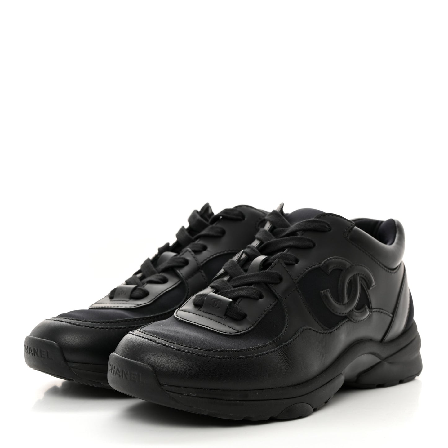 Lambskin Fabric CC Sneakers 36.5 Black
