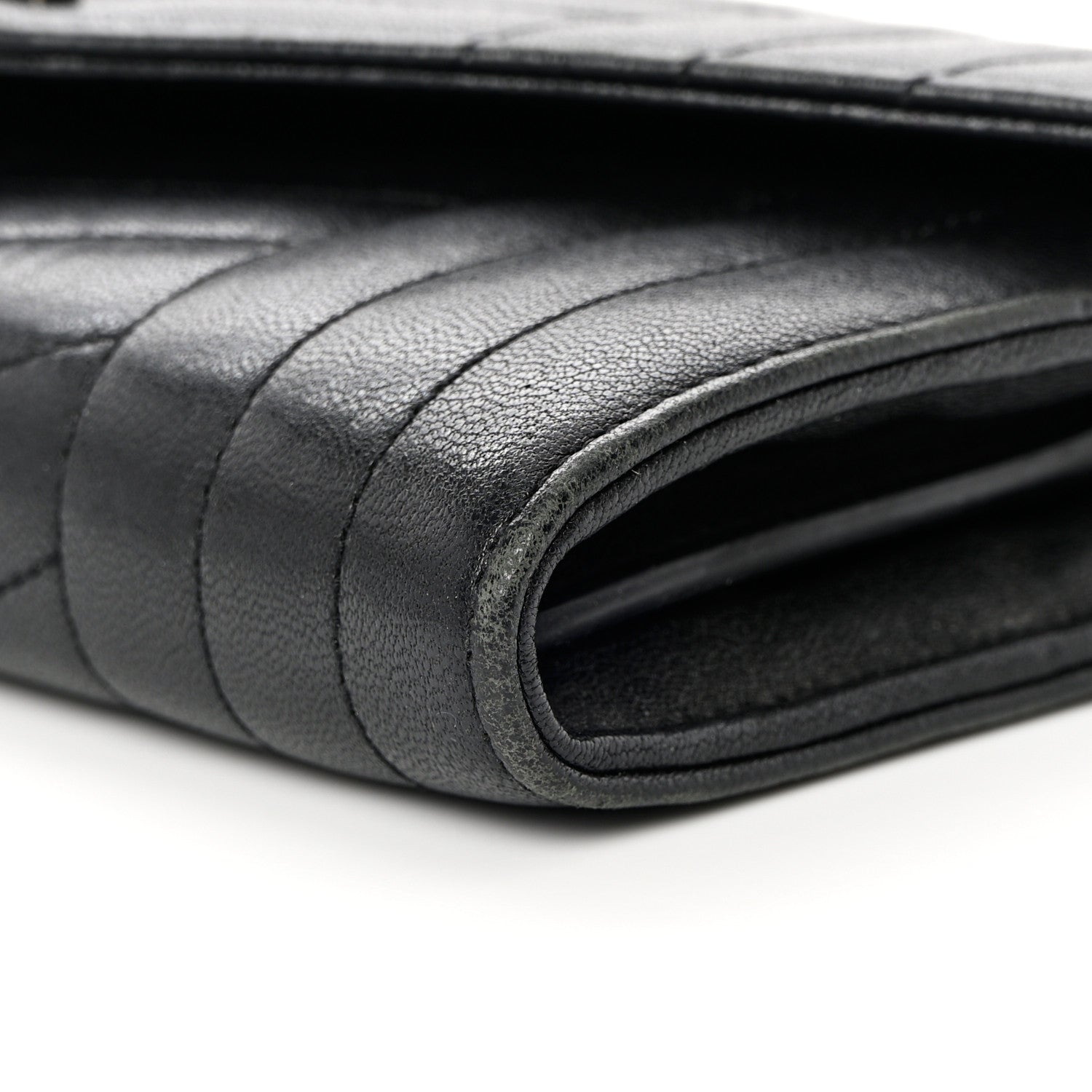 Saint Laurent Lambskin Mixed Matelasse Quilted Large Monogram Envelope Wallet Black 12 of 15