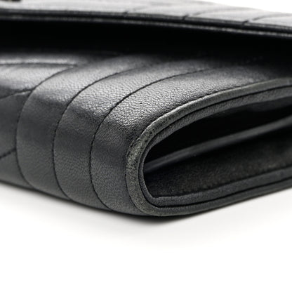 Saint Laurent Lambskin Mixed Matelasse Quilted Large Monogram Envelope Wallet Black 12 of 15