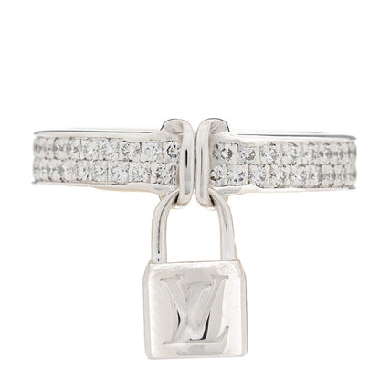 Louis Vuitton 18K White Gold Diamond Lockit Ring 47 4.25 1 of 7