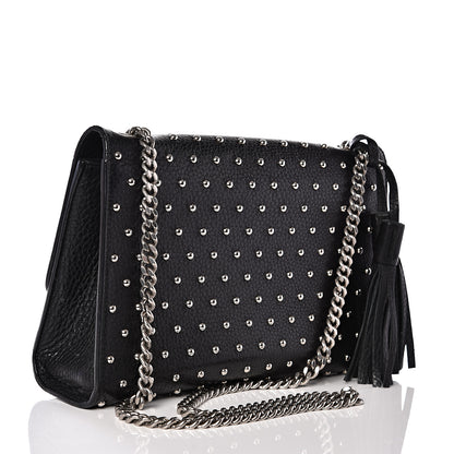 Gucci Calfskin Studded Medium Miss Bamboo Shoulder Bag Black 2 of 11