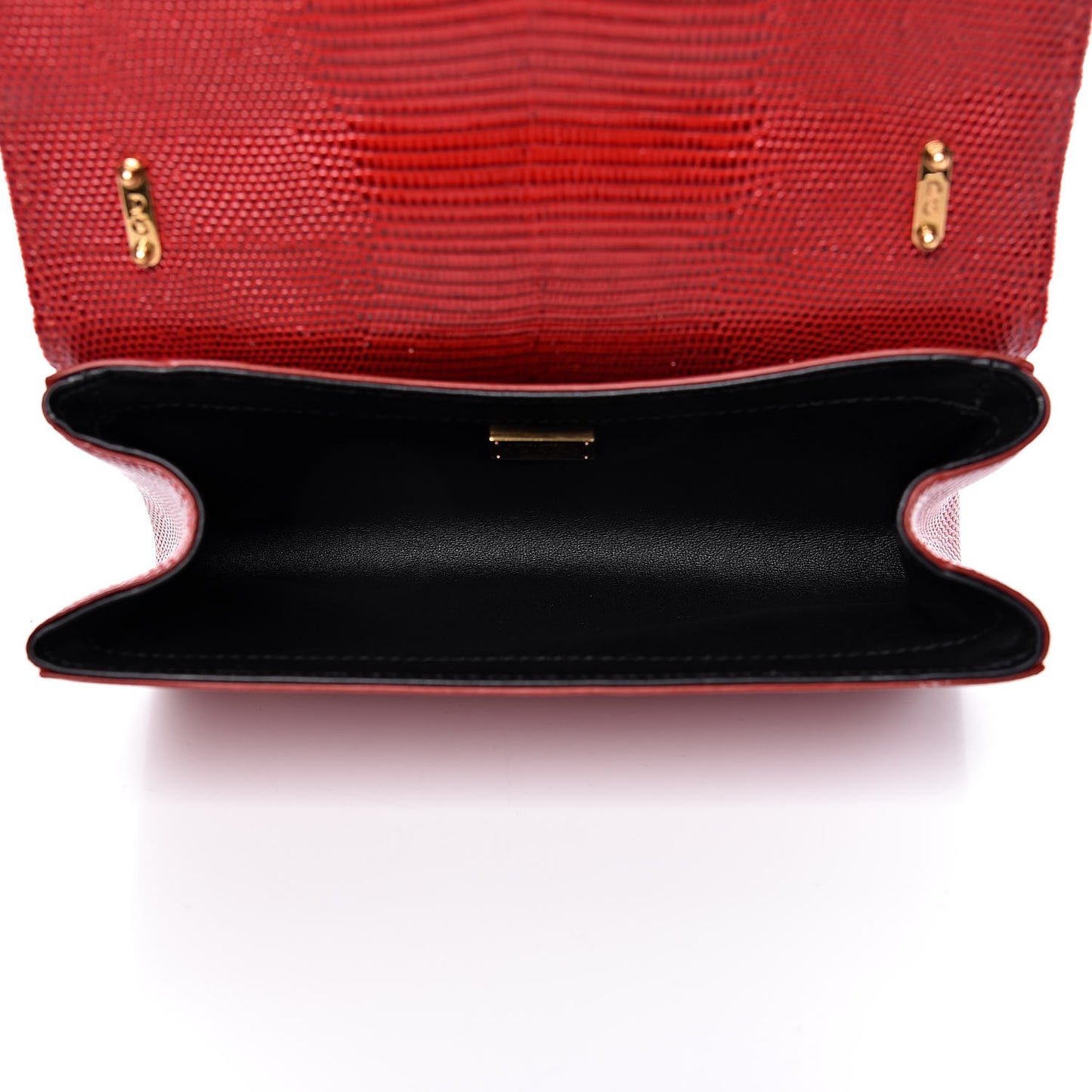 Velvet Lizard Calfskin Embossed DG Shoulder Bag Red