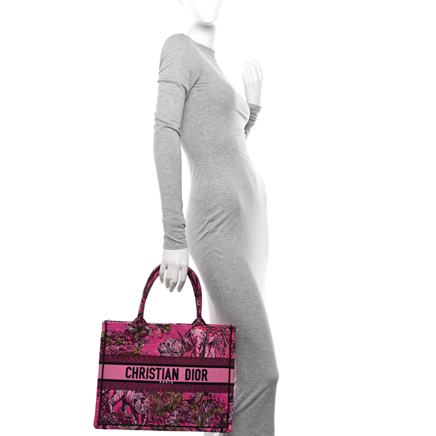 Christian Dior Canvas Embroidered Medium Toile de Jouy Voyage Book Tote Fuchsia Multicolor 2 of 10