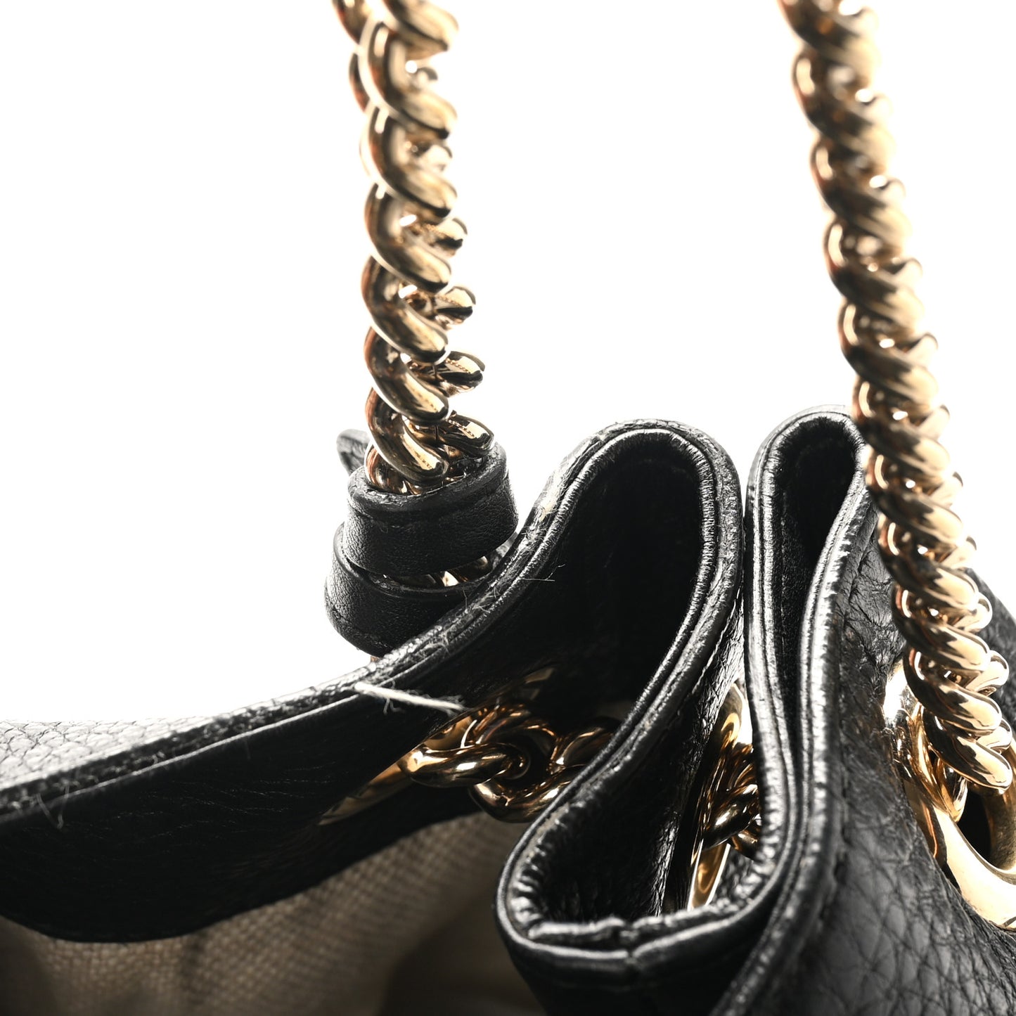 Pebbled Calfskin Medium Soho Chain Shoulder Bag Black