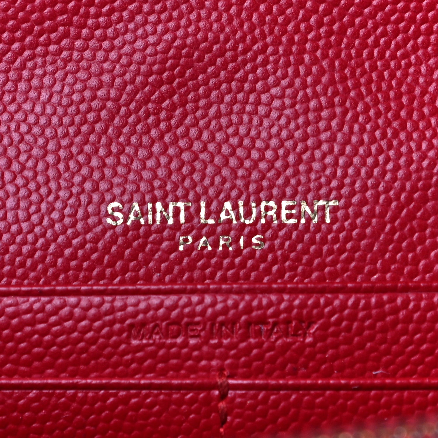 Saint Laurent Grain De Poudre Matelasse Chevron Monogram Chain Wallet New Red 6 of 21