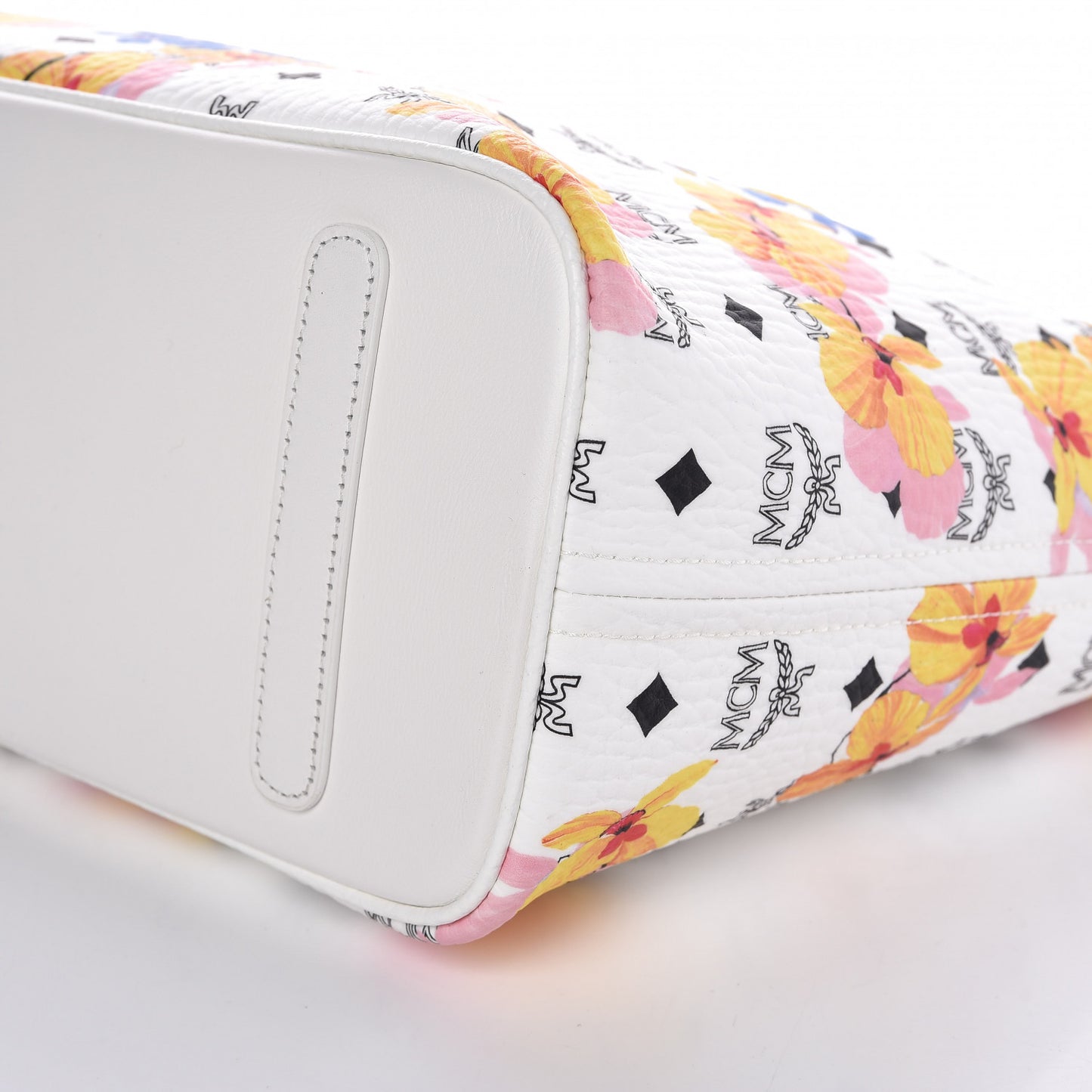 Visetos Floral Print Medium Essential Zip Top Shopper Tote White