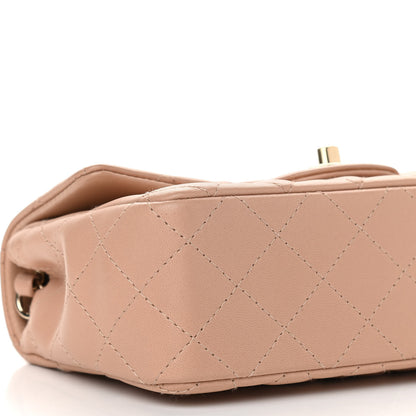Chanel Lambskin Quilted Mini Rectangular Flap Dark Beige 8 of 10