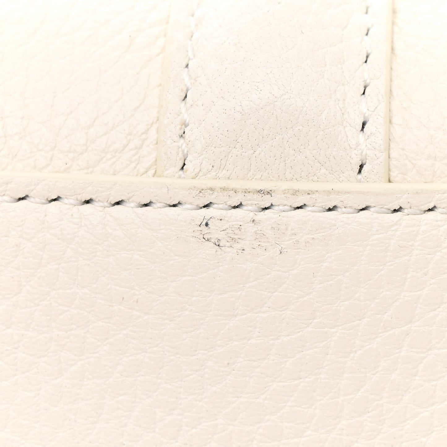 Grained Calfskin Small 16 Top Handle Bag White
