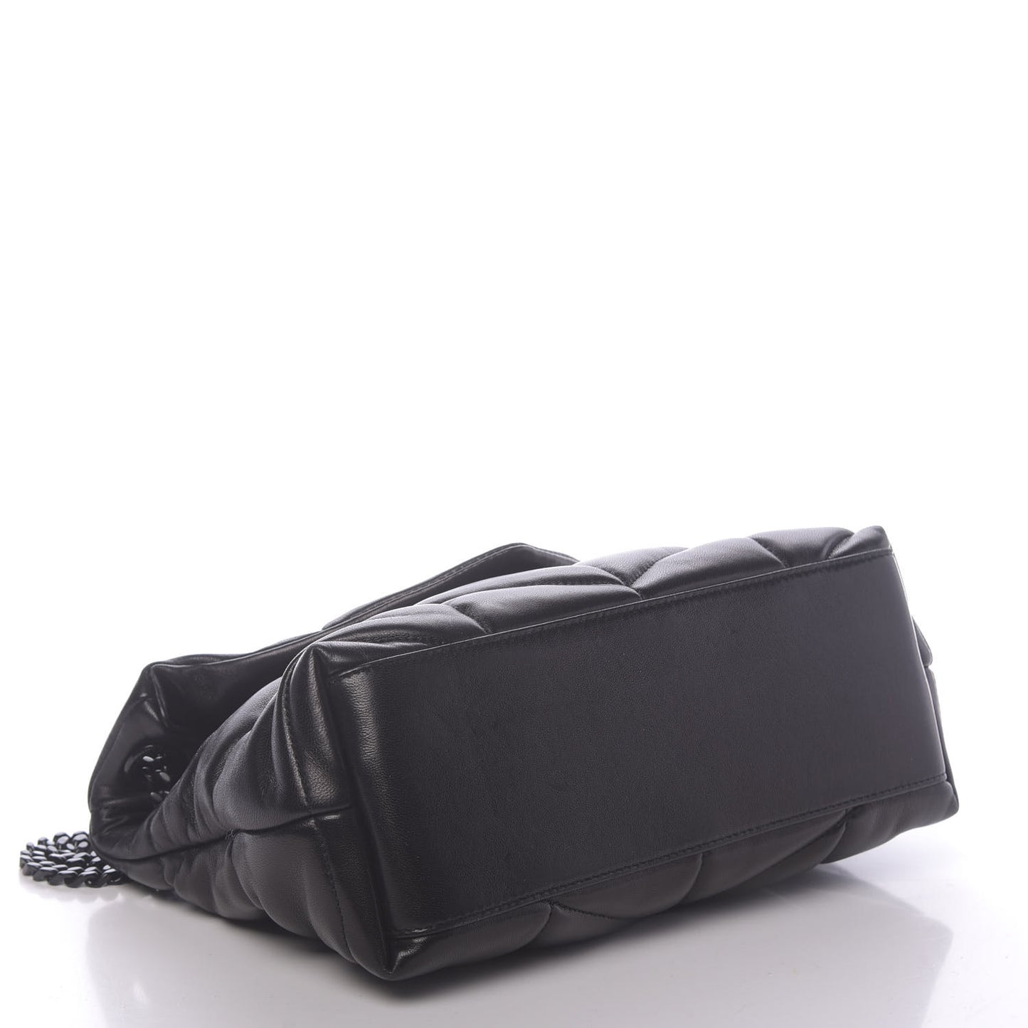 Lambskin Quilted Small Loulou Puffer Monogram Chain Satchel Black
