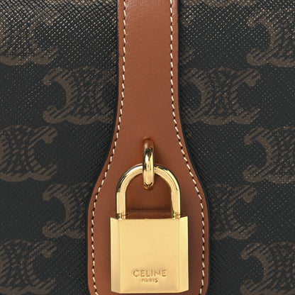 Celine Triomphe Canvas Calfskin Tabou Clutch on Strap Tan 7 of 9