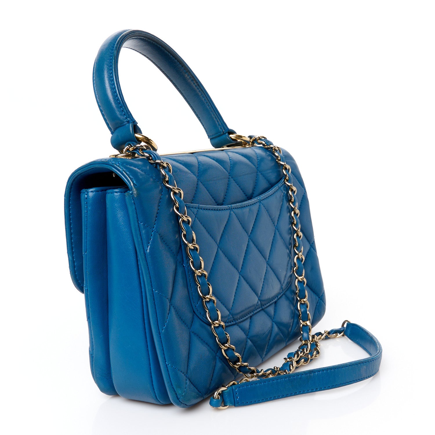 Chanel Lambskin Quilted Small Trendy CC Flap Dual Handle Bag Blue 3 of 12