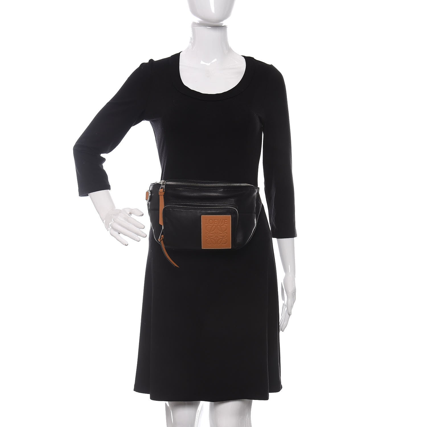 Loewe Calfskin Logo Patch Belt Bag Black 2 of 9