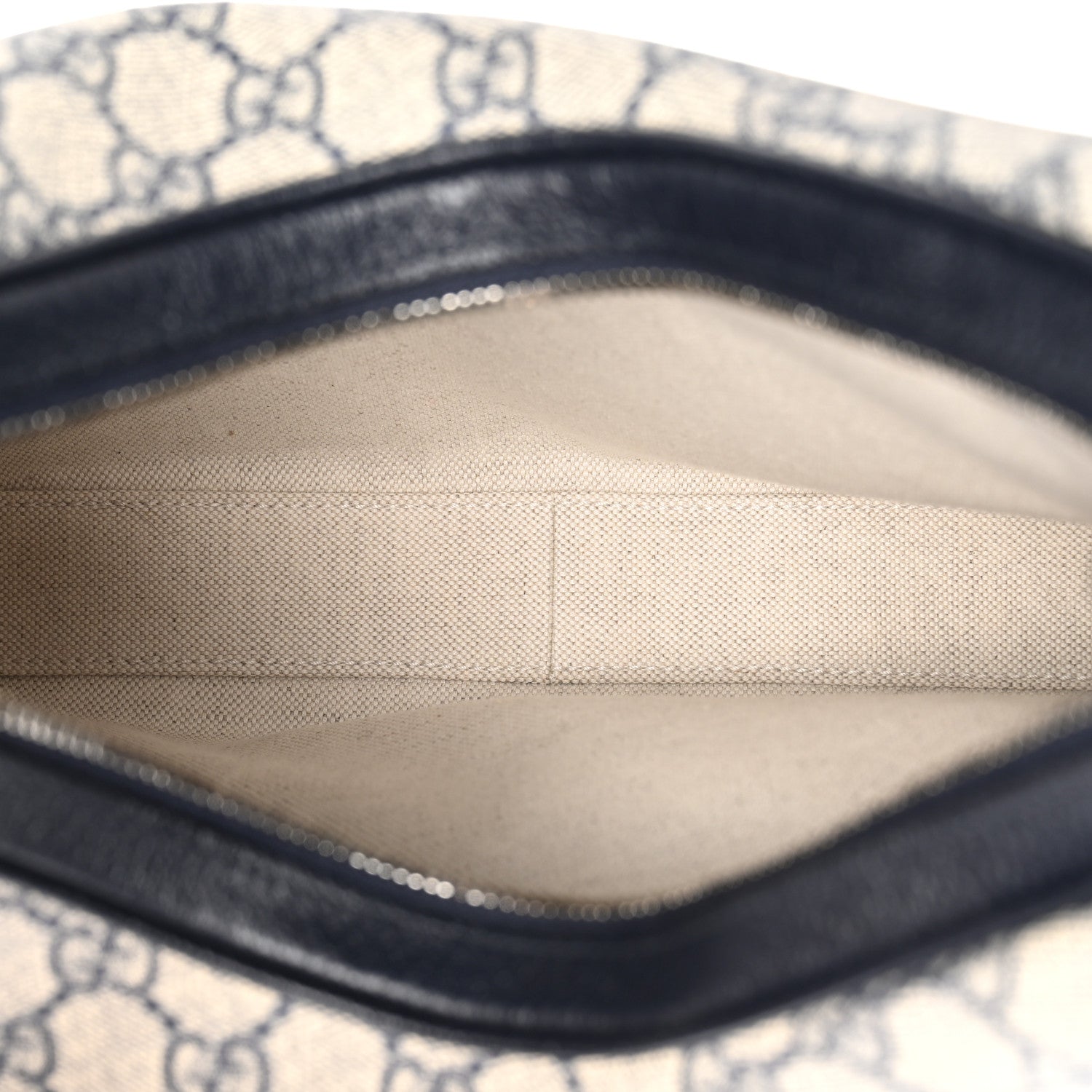 Gucci GG Supreme Monogram Textured Calfskin Web Large Attache Shoulder Bag Beige Blue 5 of 10