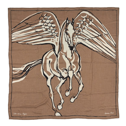 Hermes Cashmere Silk Libre Comme Pegase Shawl 140 Caramel Creme Black 1 of 4