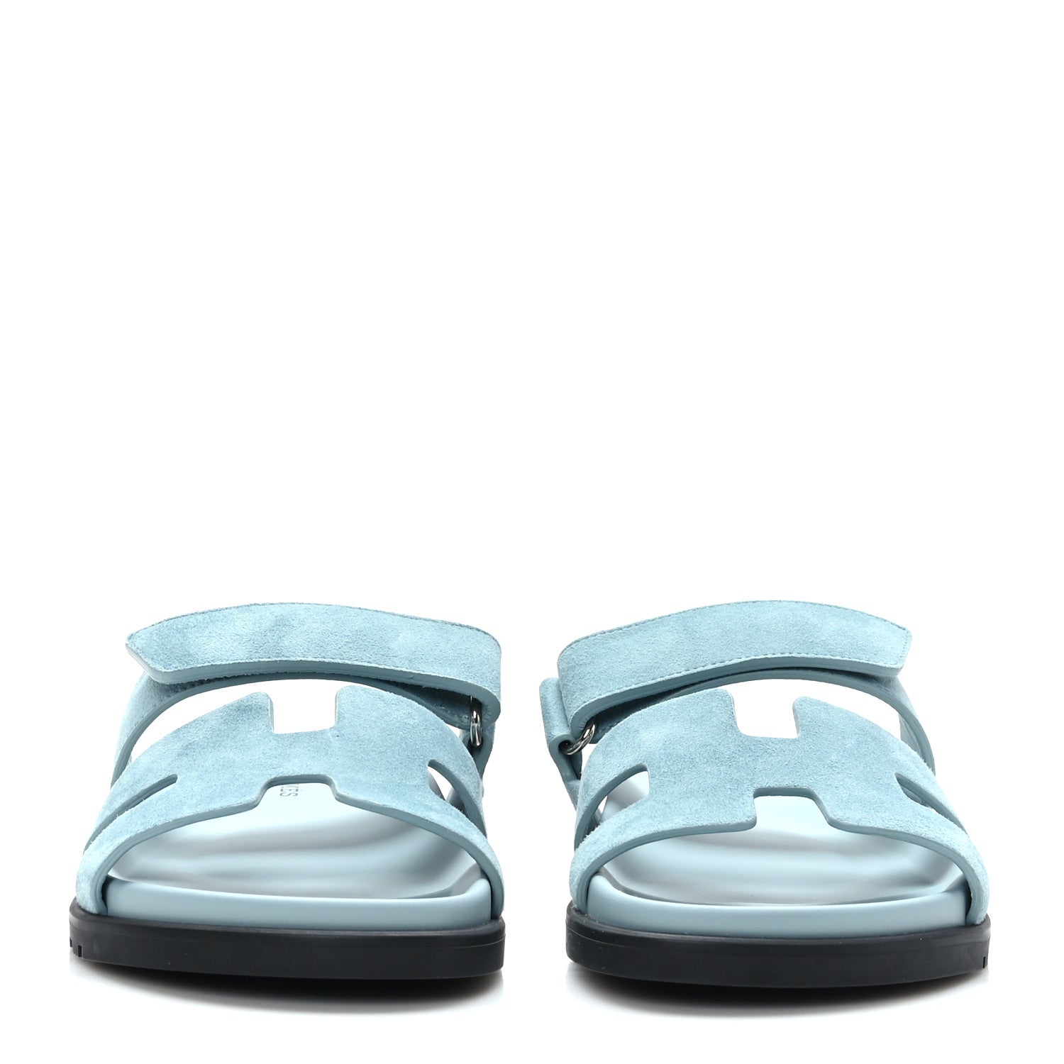 Hermes Suede Goatskin Womens Chypre Sandals 38 Vert D'eau 2 of 8