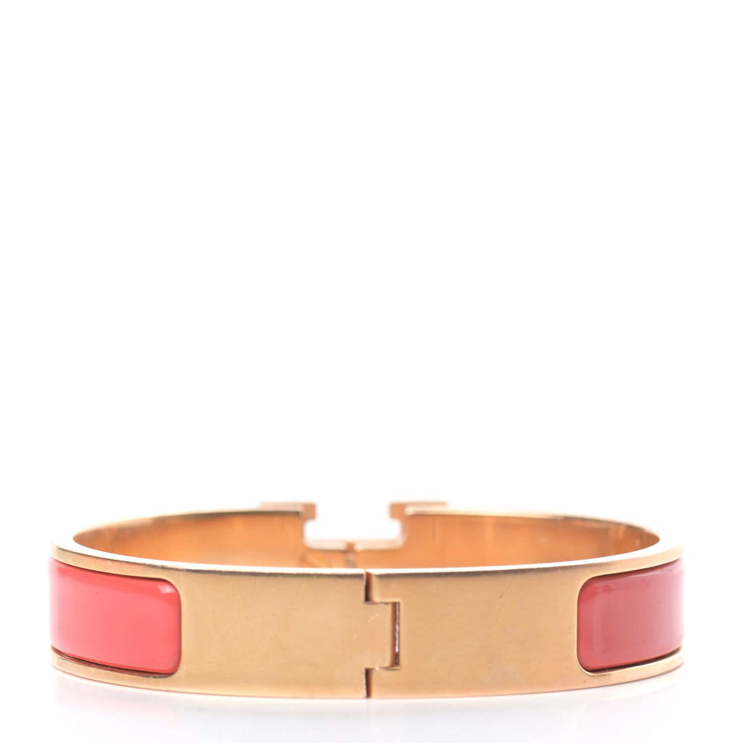 Hermes Enamel Narrow Clic Clac H Bracelet GM Rouge Corail 3 of 4