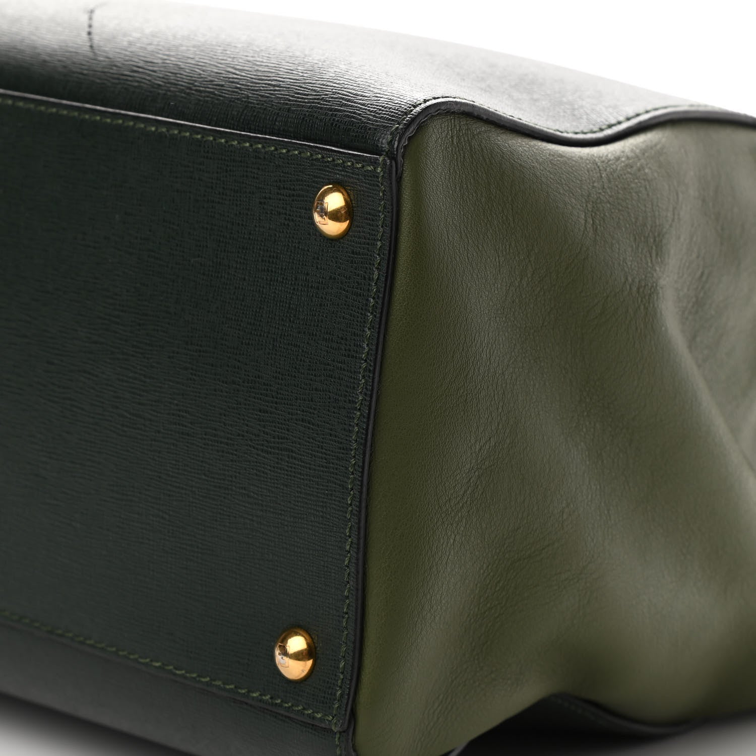 Fendi Vitello Elite Flamingo Regular 2Jours Tote Verde Prato Olive 10 of 11