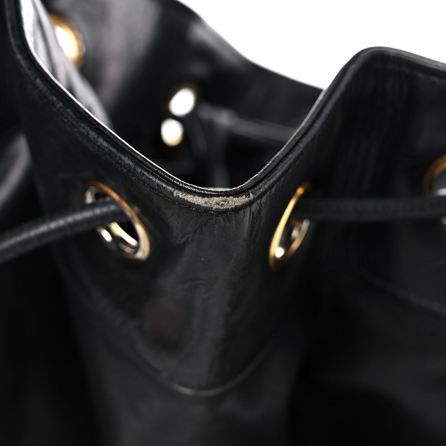 Lambskin Drawstring Sling Backpack Black