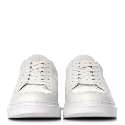 Louis Vuitton Grained Calfskin Embossed Monogram Mens Beverly Hills Sneakers 7 White 2 of 10