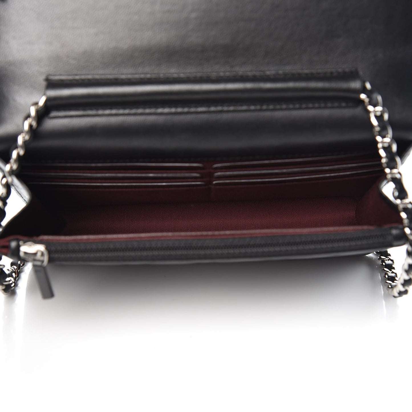 Lambskin Quilted Wallet On Chain WOC Black
