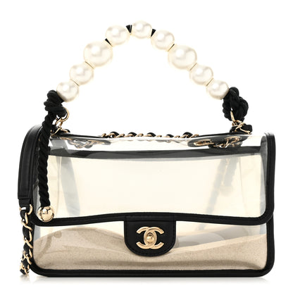 Chanel Lambskin PVC Sand By The Sea Flap With Pearl Strap Black 1 of 11