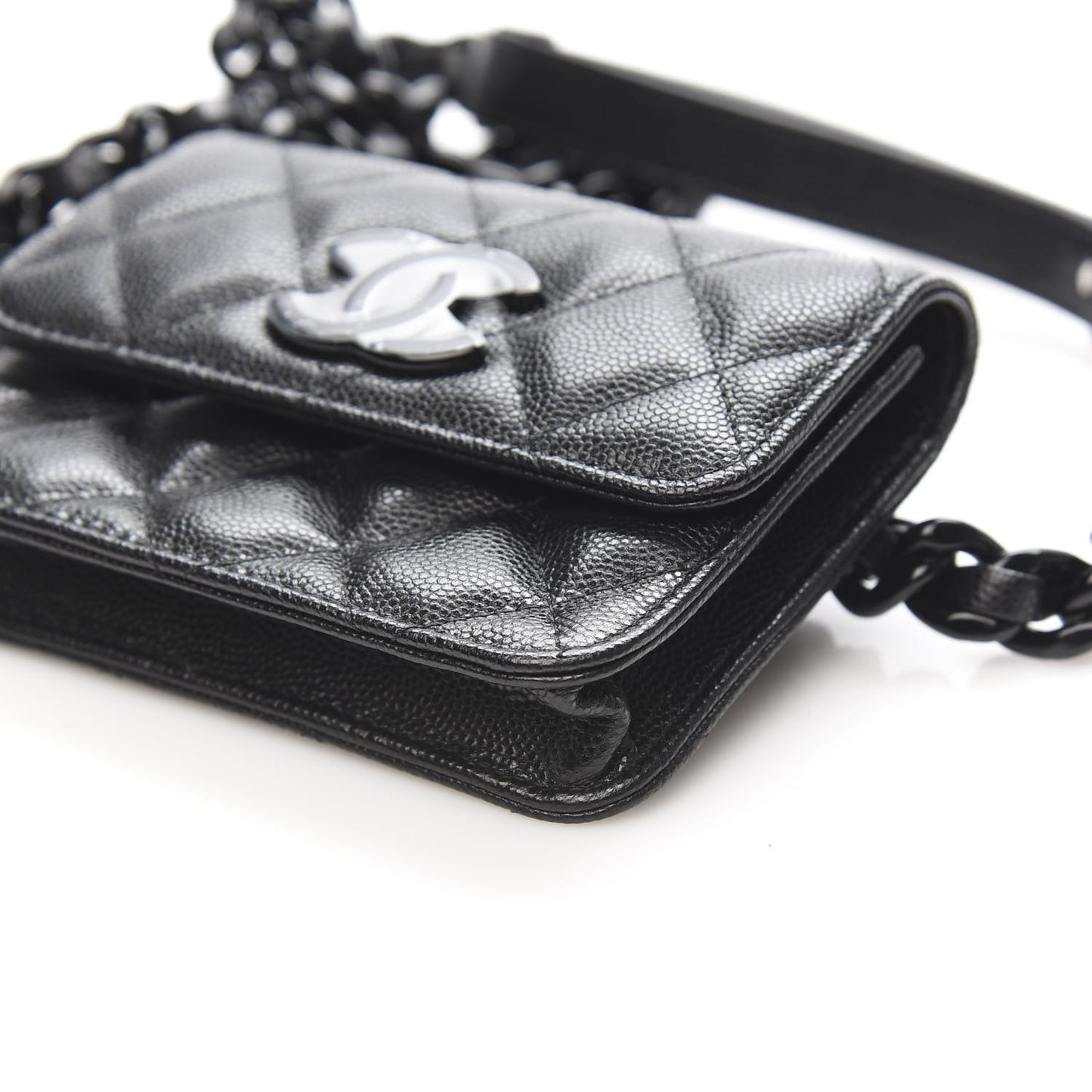 Caviar Quilted Incognito Belt Flap Card Holder Black