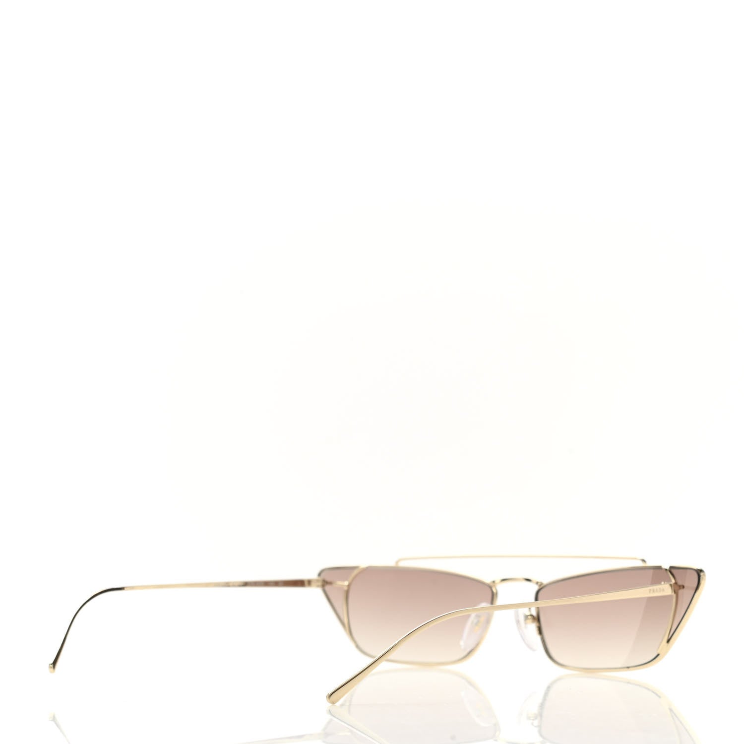 Prada Cat Eye Sunglasses SPR 64U Gold 1 of 8