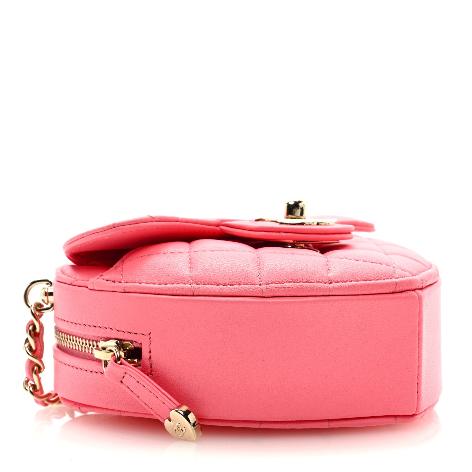 Chanel Lambskin Quilted CC In Love Heart Clutch With Chain Pink 4 of 8